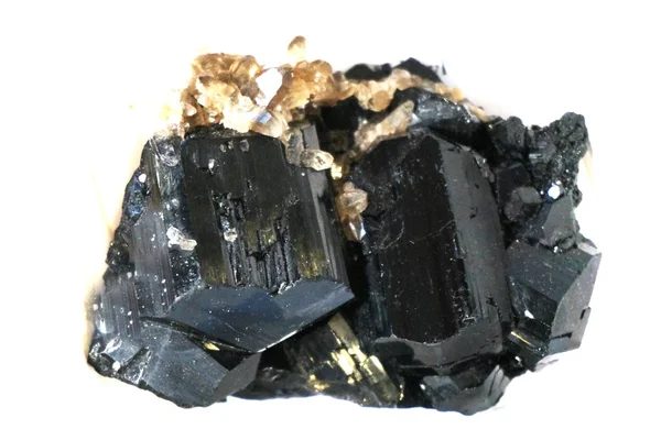 Schorl Mineral Isoliert Auf Weißem Hintergrund — Stockfoto