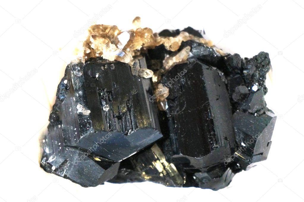schorl mineral isolated on the white background