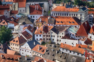 Cestky Krumlov şehri güzel görünümünden kale kule olarak 