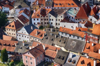 Cestky Krumlov şehri güzel görünümünden kale kule olarak 