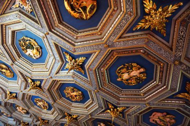 Güzel bir arkaplan olarak altın tavanın ayrıntıları