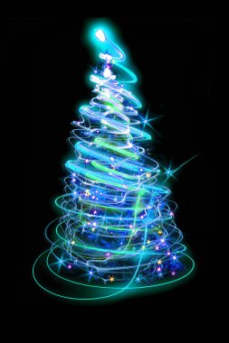 siyah arka plan üzerine xmas sembolü olarak Noel ağacı