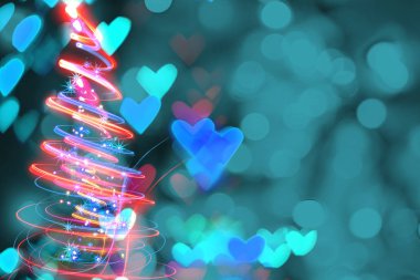 siyah arka plan üzerine xmas sembolü olarak Noel ağacı