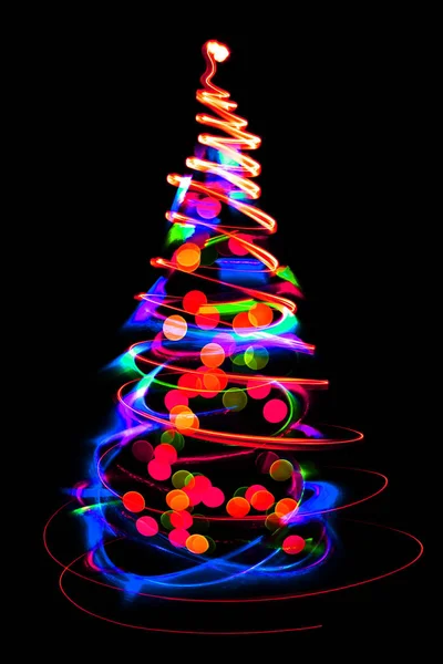 Χριστουγεννιάτικο Δέντρο Σύμβολο Χριστούγεννα Μαύρο Φόντο — Φωτογραφία Αρχείου