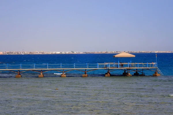 Visa Från Havet Båt Egypten Röda Havet — Stockfoto