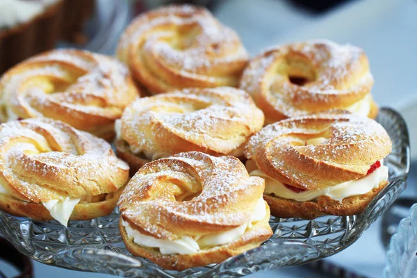 Små Søde Desserter Som Meget Flot Mad Baggrund - Stock-foto