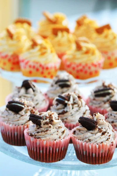 Pequeños Postres Dulces Como Fondo Comida Muy Agradable — Foto de Stock