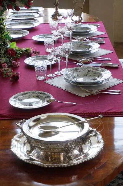 Old Place Setting Table Very Nice Background — Stock Photo, Image