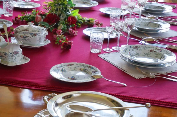 Old Place Setting Table Very Nice Background — Stock Photo, Image