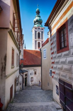 Bu eski Çek şehir kilisede Cesky Krumlov