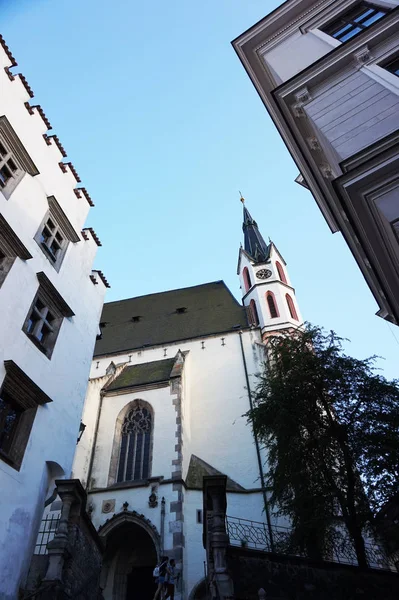 Cesky Krumlov Church Old Czech Town — Stock Photo, Image