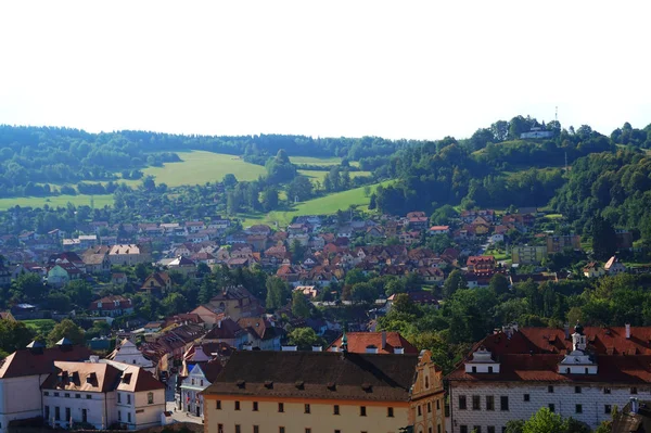 Cestky Krumlov Stad Als Mooi Uitzicht Vanaf Kasteeltoren — Stockfoto