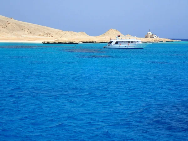 Visa Från Havet Båt Egypten Röda Havet — Stockfoto