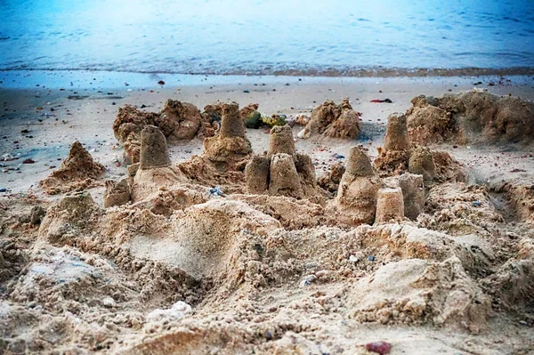 Sand castle on the beach — Stock Photo, Image