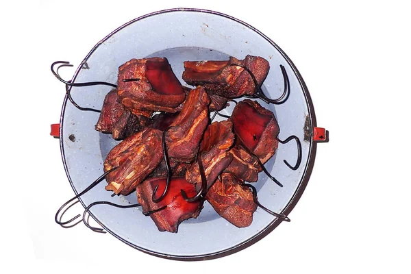Carne fumada isolada — Fotografia de Stock