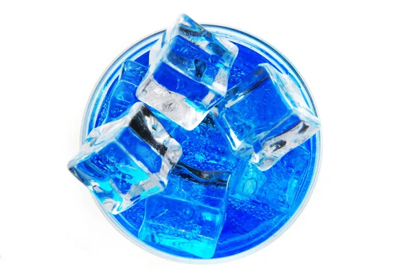 Blue curacao drink with ice cubes — Stock Photo, Image