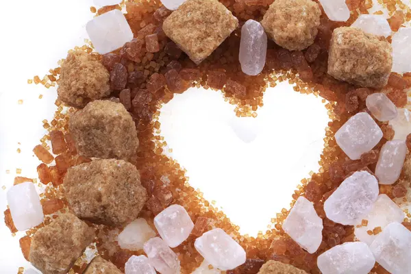 Brown and white sugar heart  texture — Stock Photo, Image