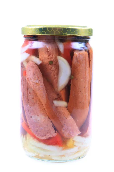Czech pickled sausages in vinegar isolated — Stock Photo, Image