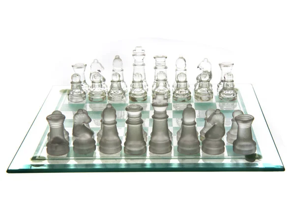 Cam satranç izole — Stok fotoğraf