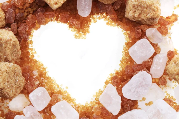 Hnědý a bílý cukr srdce textura — Stock fotografie