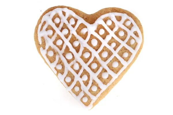 Christmas gingerbread heart isolated — Stock Photo, Image