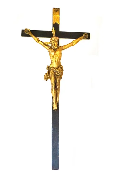 Crucifix en bois isolé — Photo