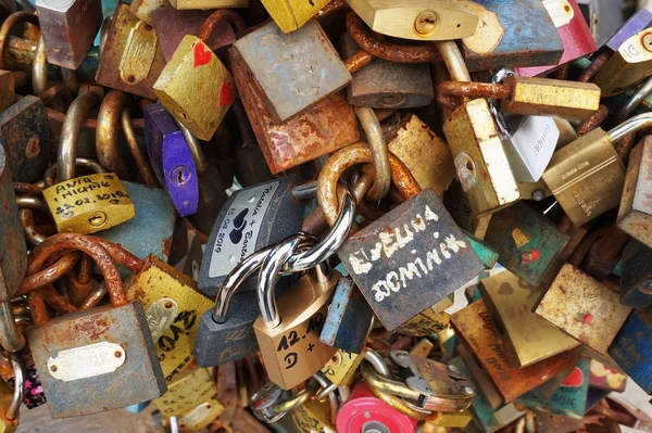 Padlock texture as tourist vandalism — Stock Photo, Image