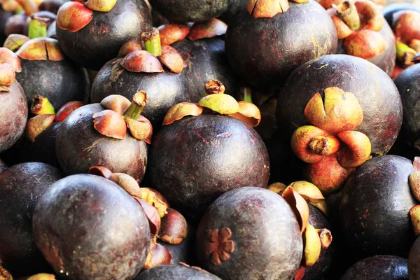 Textura de fruto de mangostão exótico — Fotografia de Stock