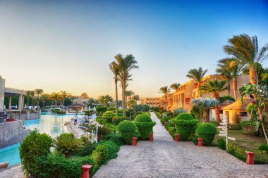 Yeşil otel bahçesinde Mısır