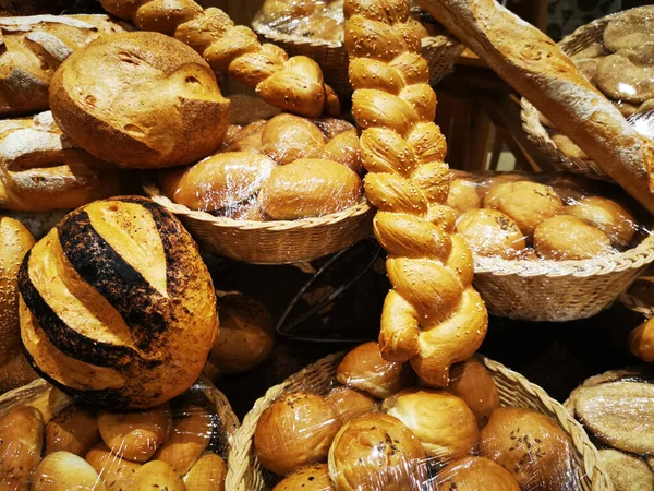Verschillende Brood Voedsel Textuur Als Mooie Achtergrond — Stockfoto