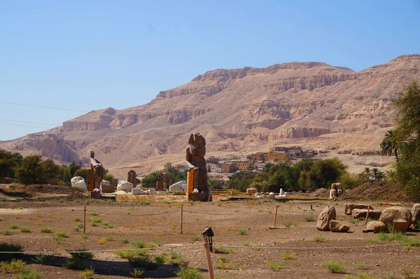 Colossi Memnon Massive Stone Statues Pharaoh Amenhotep Iii — Stock Photo, Image