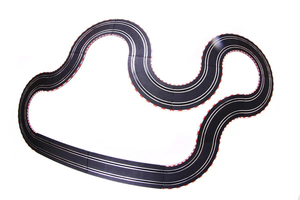 Speelgoed Auto Racebaan Geïsoleerd Witte Achtergrond — Stockfoto