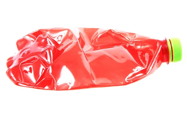 Botella Plástico Rojo Para Reciclar Aislado Fondo Blanco —  Fotos de Stock