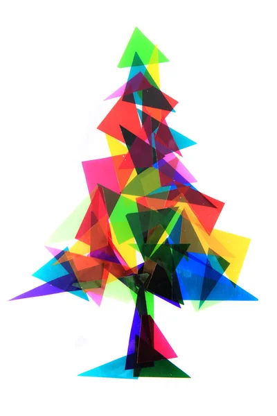 白色背景上孤立的彩色三角形的圣诞树 — 图库照片