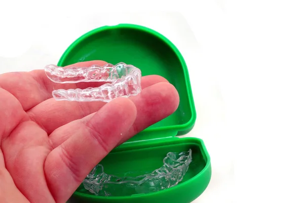 Nieuwe Plastic Beugels Menselijke Hand — Stockfoto