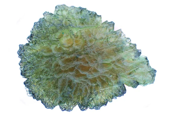 Moldavita Verde Mineral Tektita Isolada Sobre Fundo Branco — Fotografia de Stock