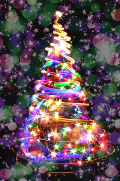 Christmas Tree Color Lights Night — Stock Photo, Image