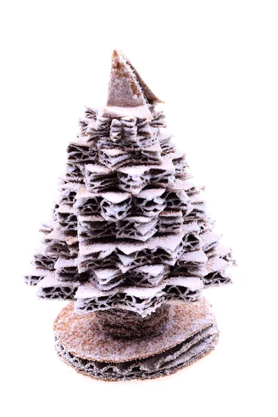 Kerstboom Van Karton Met Zout Geïsoleerd Witte Achtergrond — Stockfoto