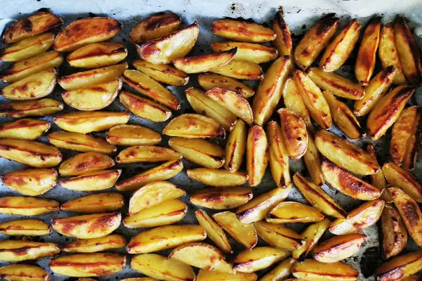 Texture Pommes Terre Frites Comme Très Beau Fond Alimentaire — Photo