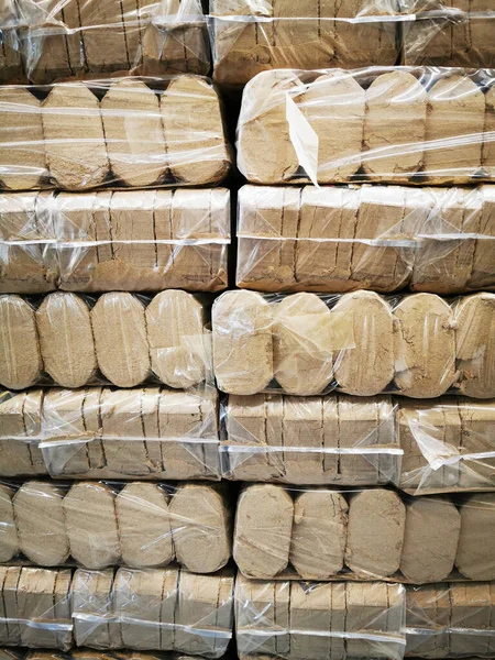 Duże Pelety Drewna Tekstury Ogrzewania — Zdjęcie stockowe