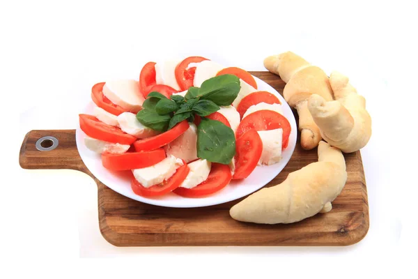 Caprese Pomodoro Tradizionale Mozzarella Con Basilico — Foto Stock