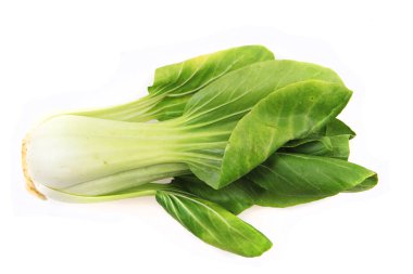 Pac-choi geleneksel Çin sebzeleri beyaz arka planda izole edilmiş.