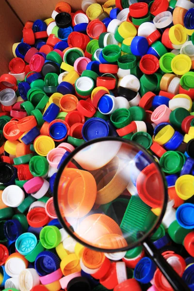 Plastic Caps Textuur Als Recycling Industrie Achtergrond — Stockfoto