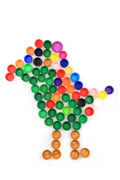 Цвет Птицы Пластиковых Колпачков Изолированы Белом Фоне — стоковое фото