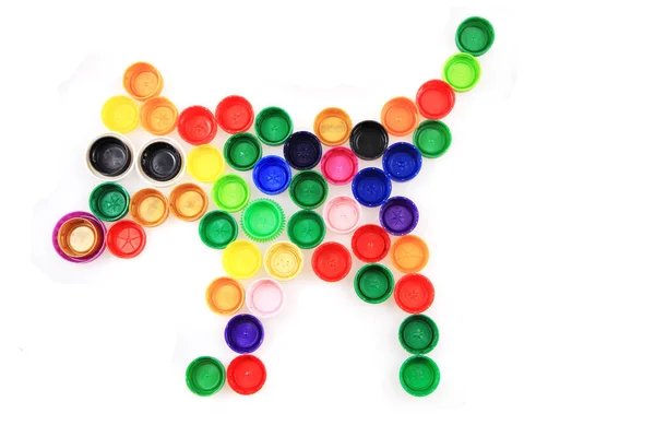 Color Dog Plastic Caps Isolated White Background — Stock Photo, Image