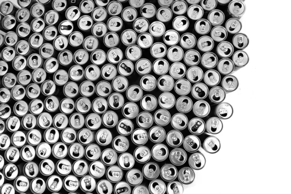 Puste Puszki Aluminium Tekstury Jako Łatwe Tło Przemysłu — Zdjęcie stockowe