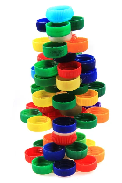 Christmas Tree Plastic Caps Isolated White Background — Stock Photo, Image