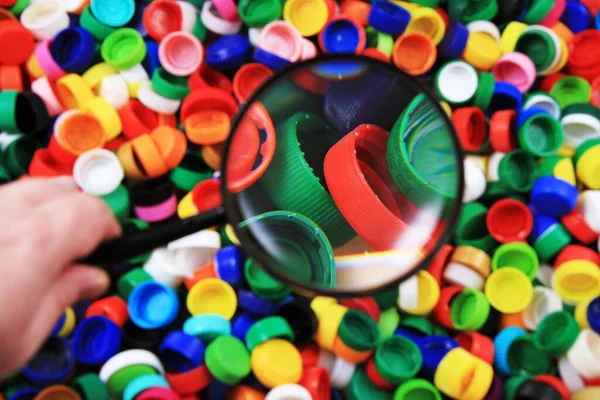 Textura Tapas Plástico Como Fondo Industria Reciclaje — Foto de Stock