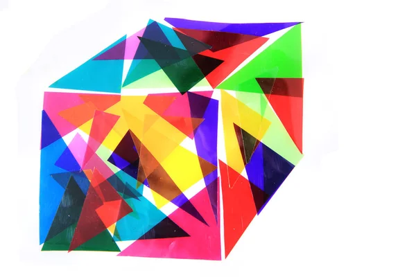 Cube Abstract Color Triangles Isolated White Background — Stock Photo, Image