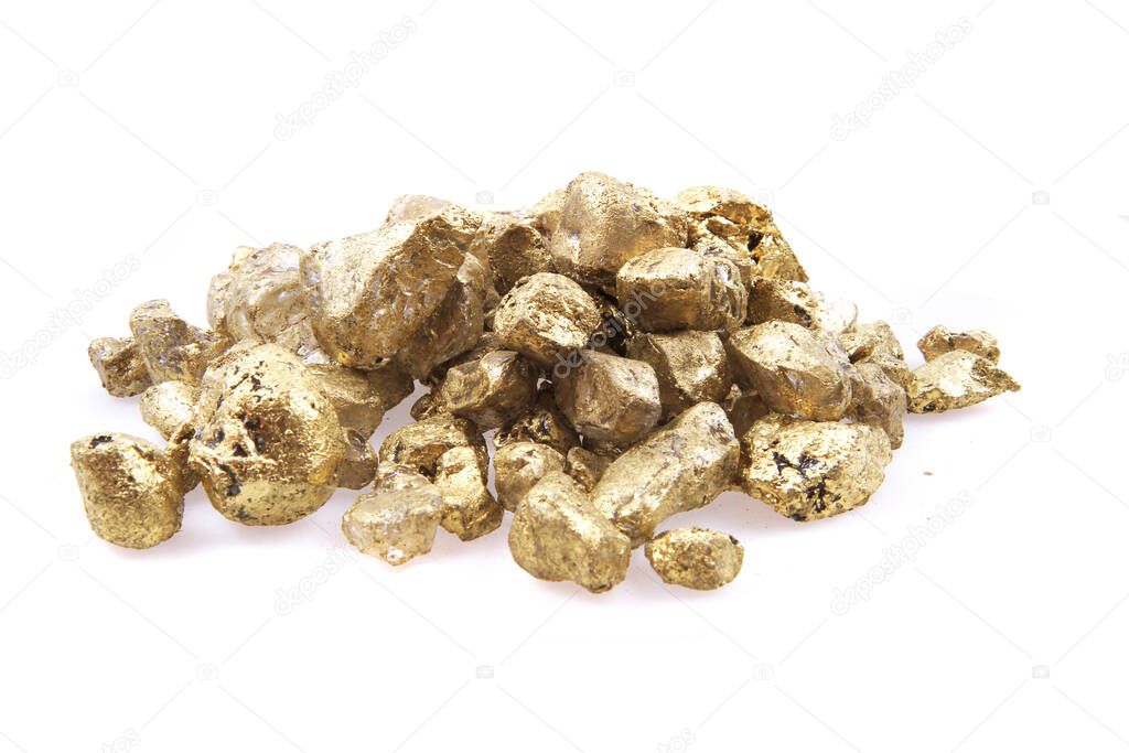 golden nuggets isolated on the white background